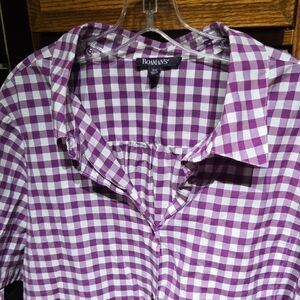 Roaman's Purple and White Gingham Shirt
